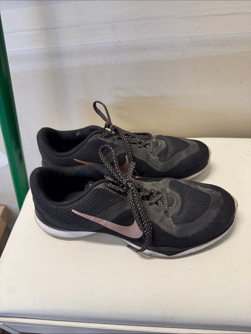 Nike Women's Black Running Shoes with Pink Swoosh